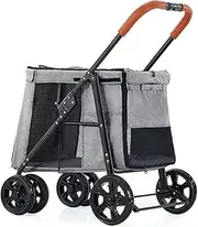 Luxury Large Dog Pram Stroller, Dog Strollers for Large Dogs Premium Pet Pram Pushchair 4 Wheel Pet Gear Pet Stroller for Cat, Dog and More, Foldable Carrier Strolling Cart(Grey a)