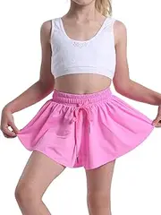 [Heyielda] Flowy Shorts for Teen Girls Athletic Gym Running Biker Shorts Preppy Youth Butterfly Shorts