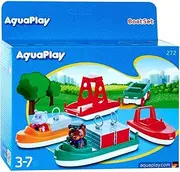 AquaPlay - BoatSet - Accessories for AquaPlay Waterways or for The Bath, 4 Boats, 1 Amphi-Lorry and Bo and Wilma, for Children Aged 3 and Over