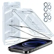 [2+2] ZUSLAB for Apple iPhone 12 Pro Screen Protector & Camera Lens Protector Protector Tempered Glass Flim with Installation Alignment Frame - Black