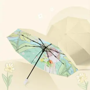 【Rainbow Valley】可愛插畫雙層彩膠自動摺疊晴雨傘(防曬傘 陽傘)