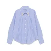 [Prada] Prada Embroidered Stripe Shirt 40 IT BLUE/WHITE