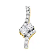 14k Yellow Gold Round Diamond Fashion 2-stone Pendant 1/4 Cttw