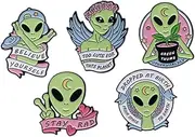 [GLSTOY] Kawaii Alien Brooch Set 5pcs Decorative Pins Unique Backpack Pins Sturdy Metal Feminist Brooches