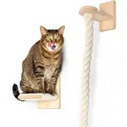 Cat Wall Shelf Perch Cat Stair with Jute Rope Cat Tree Wooden Cat Climbing Steps