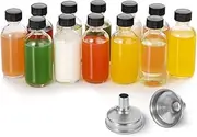 ADTZYLD 12-Pack Reusable 2 oz Glass Bottles with Lids & Funnels - Perfect for Travel, Potions, Ginger Shots, Oils, Juice, Sauce, Spice, Milk, Breastmilk (12)