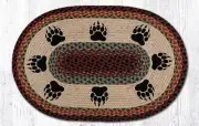 BRAIDED RUG--20" X 30" Oval 100% Jute Rug--Bear Paw