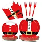 96 Pcs Santa Christmas Paper Plates Santa Claus Suit Disposable Christmas Santa