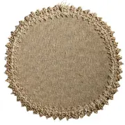 4PCS A Placemats Linen Table Mats with Tassel Lace Woven Round Tableware