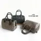 美國百分百【全新真品】Coach 32202 皮質 斜背包 手提包 波士頓包 女包 經典 logo 黑色/卡其 J331