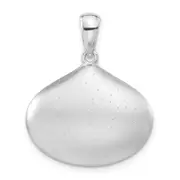 Sterling Silver Sparkle-Cut Satin Wide Teardrop Pendant