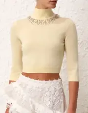 Zimmermann NWT Matchmaker High Neck Crop Top Lemon Tag $550 Size 1