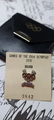 Rare 1976 Olympic silver badge by BERTONI MILANO in original case