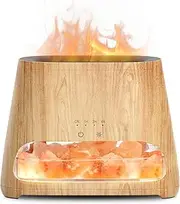 [SALKING] 2-in-1 Essential Oil Diffuser & Crystal Himalayan Salt Lamp, Ultrasonic Aromatherapy Diffuser with Timer Setting, Auto-Off Safety Switch, Cool Mist, Flame Effect, Night Light, 150ml