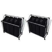Laundry Sorters with Bags 2 pcs Black and Grey vidaXL