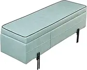 Safety Folding Storage Shoe Changing Stool Rectangular Storage Box New Technology Cloth Wrought Iron Frame Comfortable to sit Can Bear 150kg Ottomans(Size:60cm/23.6in,Color:Oran (Green 80cm/31.5in)
