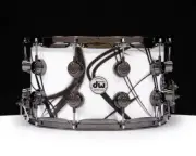 DW Collector's 8x14 SSC Maple- White Glass Contrails w/Black Nickel