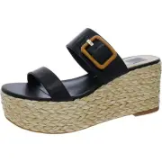 Dolce Vita Womens Thorin Black Wedge Sandals Shoes 9.5 Medium (B,M) BHFO 1646