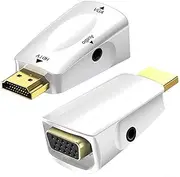 VIEVRE HDMI VGA Adapter, HDMI to VGA, HDMI to VGA, HDMI to VGA, HDMI to VGA Adapter, HDMI to VGA Adapter, HDMI to VGA for Computer, Laptop, PC, Monitor, HDTV, White, Pack of 2