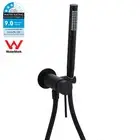 Matte Black Round Bathroom Hand Held Shower Head Set Mixer Tap Swivel Holder
