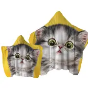 Cute Confused Kitty Cat over Yellow Towel with Hood