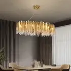 Modern Luxury Long Gold Crystal Metal Chandelier Pendant Light Decor Lamp 95cm