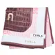 FURLA 經典品牌LOGO包包圖騰品牌字母LOGO圖騰帕領巾(咖啡滾邊)