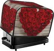 Heart-Shaped Roses Toaster Cover 2 Slice Bread Machine Covers Waterproof Universal Size Kitchen Small Appliance Cover with Hang Loop, Dust and Fingerprint Protection