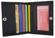 Mens Black Soft Lamb Leather Thin Slim ID Credit Card Holder Wallet