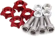 uxcell 4Pcs Red Metal 6mm Thread Motorcycle Hexagon License Plate Bolts Screws