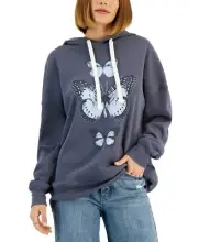 MSRP $38 Grayson Threads Juniors Butterfly Graphic Hoodie Blue-Gray Size X-Small