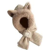 [Generic] Hat and Scarf Set for Women - Womens Hat and Scarf Set | Ladies Hat and Scarf Sets | Womens Winter Hats | Warm Hooded Scarf Hat for Women | Fleece Beanie Hat | Winter Scarf for Kids Women