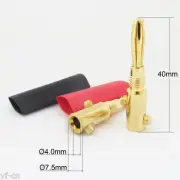 20pcs Gold Plated Copper 4mm Banana Plug Speaker Cable Connector w/Heatshrink