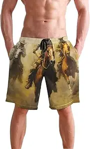 [XYMZR] Cowboy Desert Brown Men's Swim Trunks Quick-Dry Bathing Suit Swimming Board Shorts S