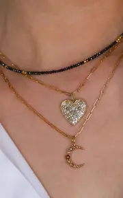 [Sethi Couture] Crescent Small 18K Yellow Gold Diamond Pendant