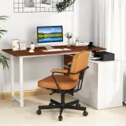CostwayL-Shaped Computer Desk with File Cabinet and Power Outlet-Brown