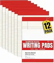 1InTheOffice Note Pads 5x8, Narrow Ruled Note Pad, 50 Sheets/Pad, 12 Pack