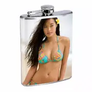 Hawaiian Girls D7 Flask 8oz Stainless Steel Hip Drinking Whiskey