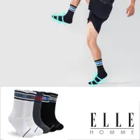 在飛比找蝦皮商城優惠-【ELLE HOMME】橫條雙線全足厚包覆 四季襪 機能 男