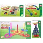 Wooden Bean Bag Toss Game, Comet Lawn Darts, Plastic Garden Quoits & Tin Can All