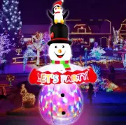 8 FT Christmas Inflatable Colorful Snowman with Penguin LED Weatherproof