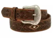 Ariat Men's Western Leather Belt Leather Floral Embossed Aztec Inlay A1036108
