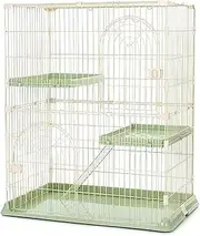 3-Tier Cat Cage Enclosures Indoor Wire Kennels with 2 Door - DIY Cat Playpen - Crate Exercise Place with Platform Bed and Ladder for Cats, Rabbit, Chinchilla, Ferret,Green-Large