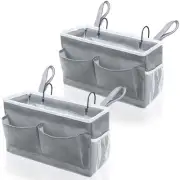 2pcs Bedside Caddy, 14.6'' Large Storage Organizer, Hanging Bag Holder with P...