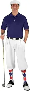 [Golf Knickers] Mens Select A Style White Outfit with Matching Golf Cap and Selected Argyle Socks