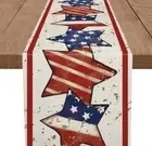 Stars Stripes 4th of July Patriotic 13" x 72" Table Runner Red/Beige/Blue