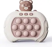 Quick Push Pop Game Machine Light-Up, Pop Quick Push Game Console with 4 Playing Modes, Decompression Breakthrough Puzzle Pop Game Machine, Electric Push Pop Toy for Kids 6+ Year (Brown)