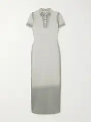 [LOEWE] LOEWE - Ombré Cotton-blend Piqué Polo Midi Dress - Light gray - small small Gray