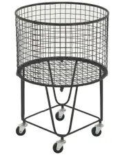 CosmoLiving by Cosmopolitan Black Metal Deep Set Metal Mesh Laundry Basket Storage Cart With Wheels