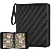 9 Pocket Card Binder, Premium Zip Trading Card Binder, 720 Double Carbon Black
